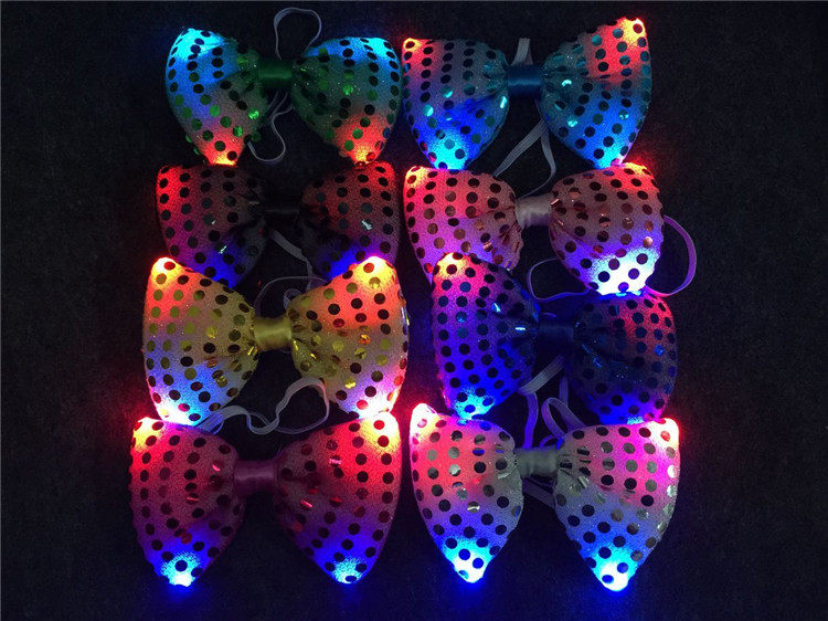 LED Colorful Flash Bow Tie Bar Night Supplies Prom Party Luminous Props Unisex Problem Performance