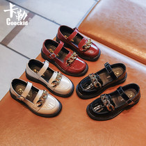 Girls shoes 2021 autumn new children solid color buckle single shoes little girl Lun wind solid color small leather shoes