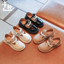Childrens English style small leather shoes 2021 Spring and Autumn new girls solid color Pearl Princess shoes little girl performance shoes