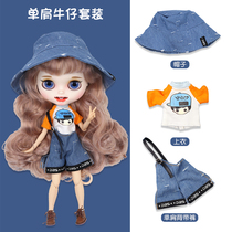 DBS Blythe Little Rouge Clothes Casual Single Shoulder T-Shirt Cowboy Hat Set 19 Joint Ob24 Doll Clothes