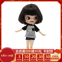 DBS Blythe small cloth doll clothes suit grey short sleeves T-shirt shorts azone