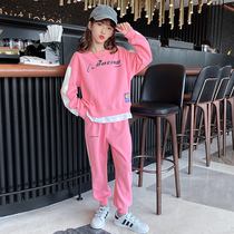 Korean girl Autumn suit 2021 New Spring Autumn big childrens foreign style fashionable Net red sports two-piece set