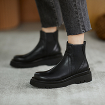 Lavard Highly Recommended ~ 2021 Autumn Winter Style Chelsea Short Boots Thick Bottom Genuine Leather Fashion 100 Hitch Bare Boots 5cm