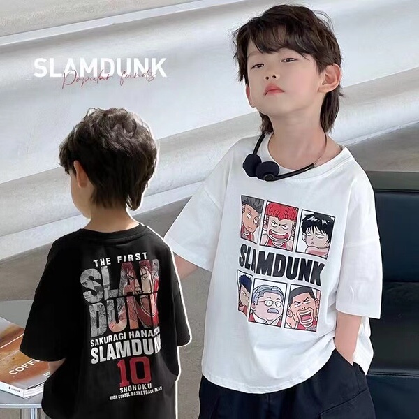 Pure Cotton Boys' Short-Sleeved T-Shirt 2024 Summer New Style Kidsren's Clothing Tops Handsome Boys Summer Clothing for Medium and Large Kidsren Trendy T-Shirts