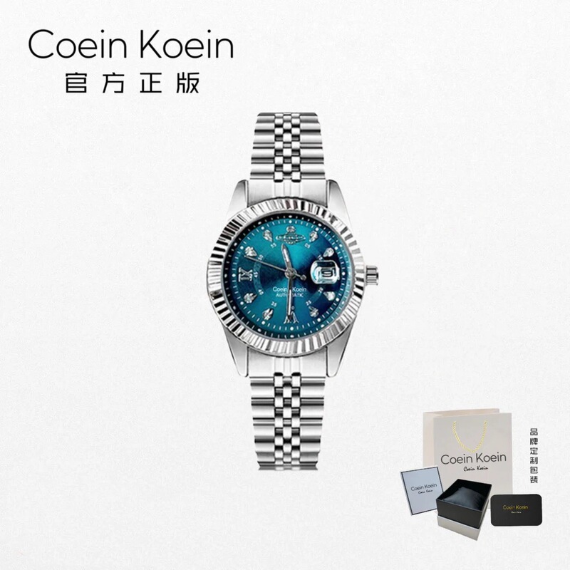 Coein Koein【Official Genuine】Ck4198 Deep Blue Datejust West Too Collaboration Luxury Women's Wristwatch
