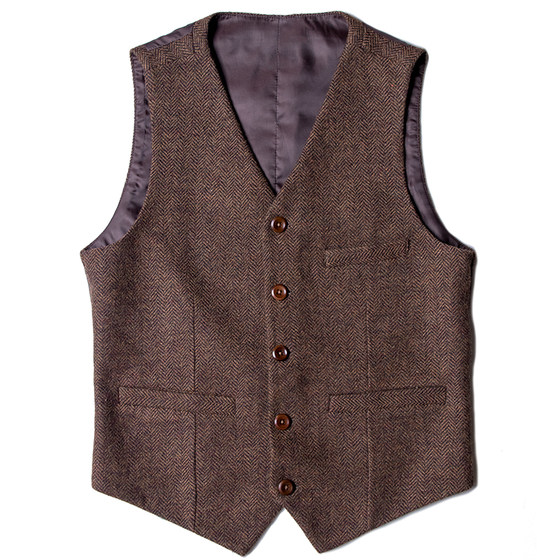 SOARIN Independent Retro British Tweed Suit Vest Men's Vintage Stitching Suit Vest Vest Wool