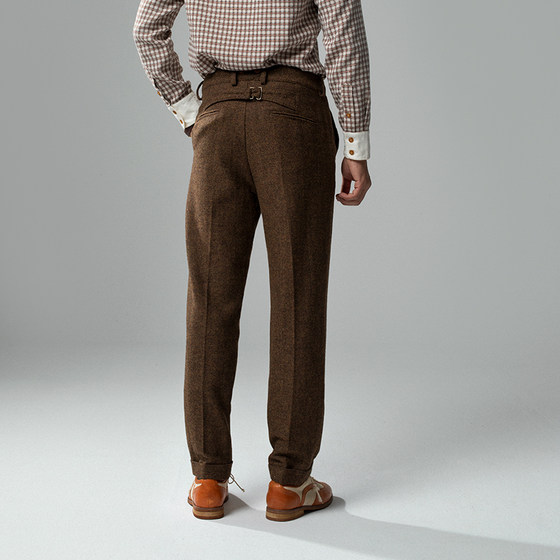 SOARIN American retro woolen nine-point pants men's Ami khaki wool casual straight-leg loose nine-point suit pants
