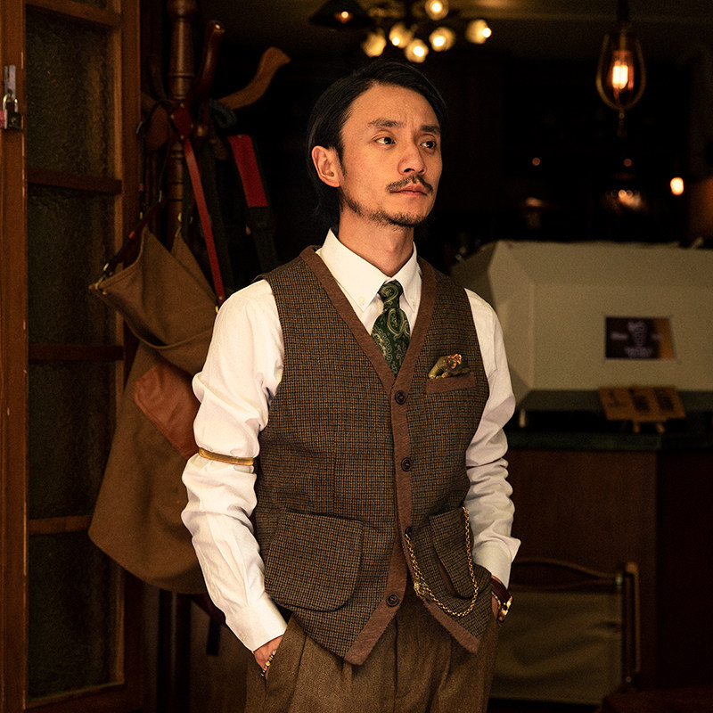 SOARIN retro Inglo Plaid suit waistcoat for men's coarse flowers Western suit vest casual Gemma clip waistcoat