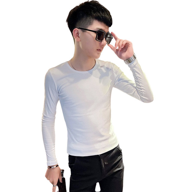 Spring and Autumn T-shirt men's long-sleeved tight elastic bottoming shirt 2024 new style Piushuai trendy brand T-shirt worn under clothes