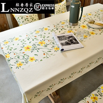 Waterproof tablecloth fabric Nordic high-grade cotton linen Japanese-style light luxury tablecloth rectangular household modern minimalist tablecloth