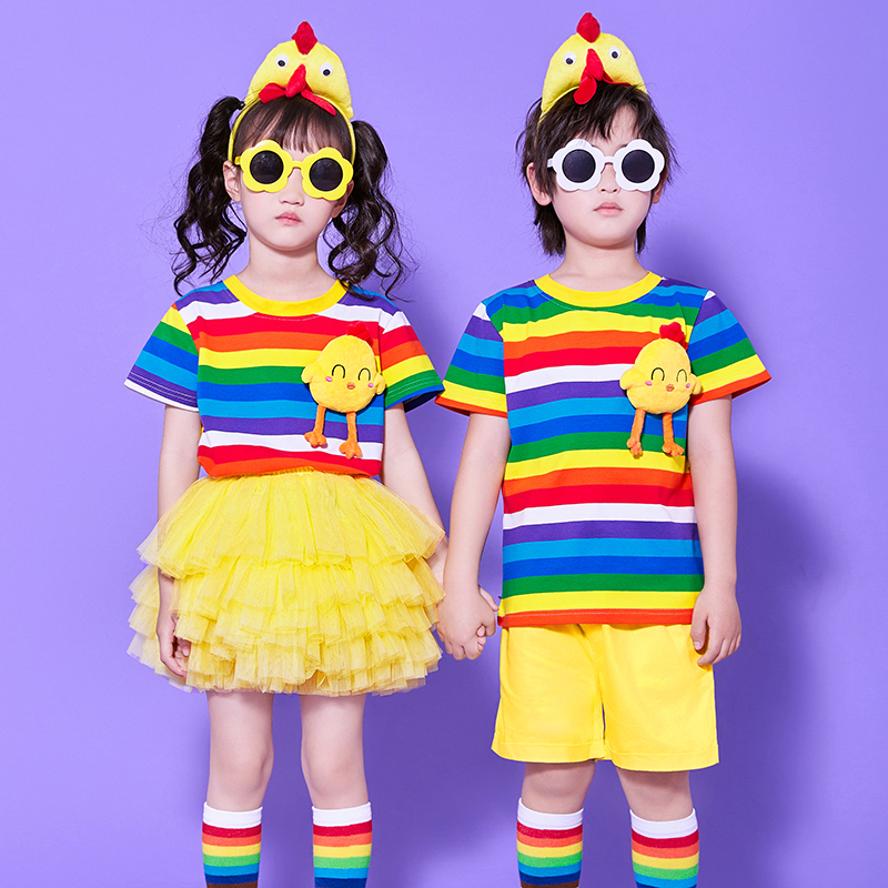 Children's Performance Costumes for Children's Day, Kindergarten Graduation Costumes, Cute Chick Dance Costumes, Little Yellow Duck Tutu Skirts, Performance Costumes