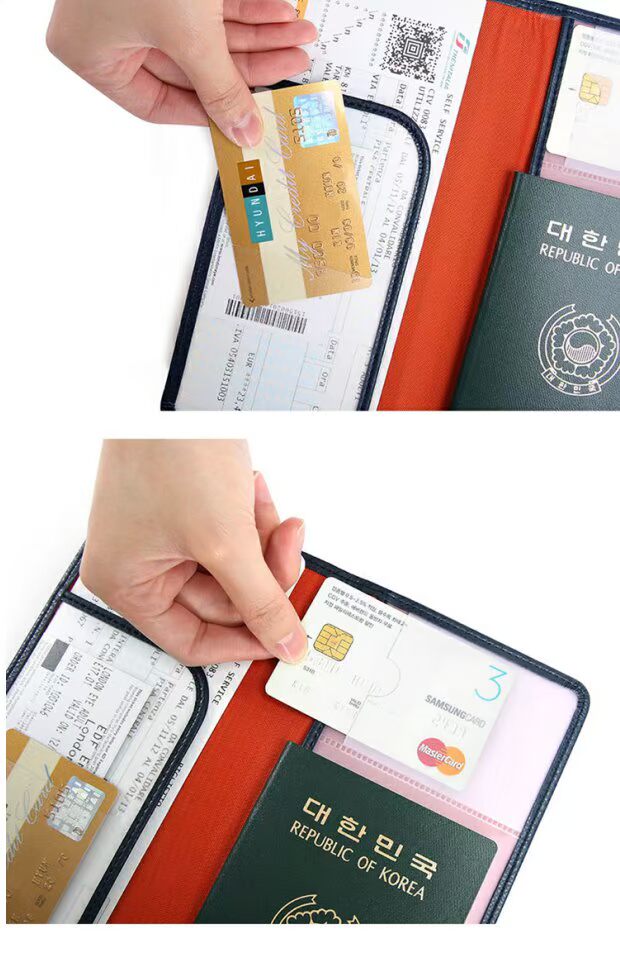 Hàn Quốc Độc quyền Du lịch Hộ chiếu Hộ chiếu Da dài Hộ chiếu Bao da Đa chức năng Gói tài liệu Túi hộ chiếu Authentic bao bọc giấy tờ