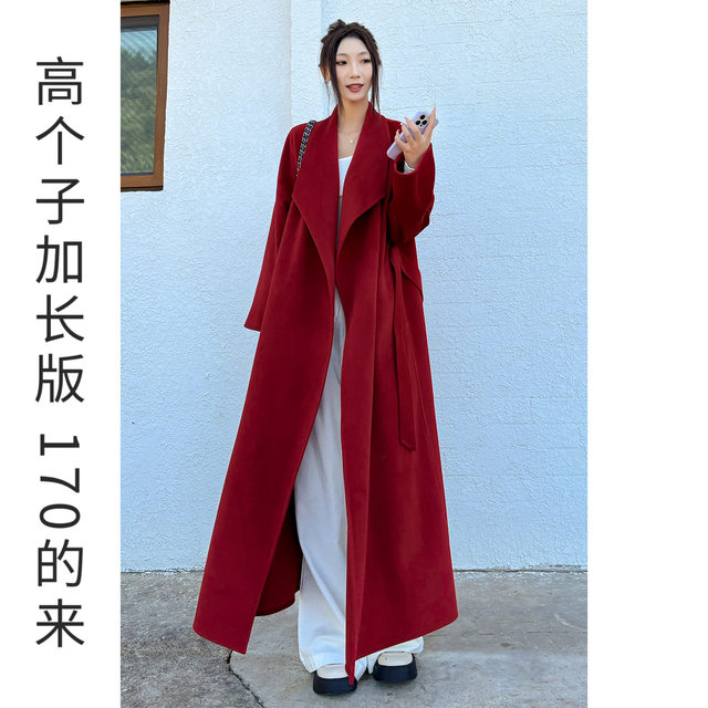 Red coat for women 2025 new winter double-sided cashmere