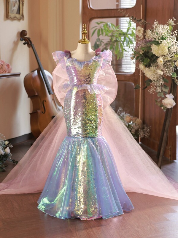 Girls' Heavy-Duty Mermaid Princess Dress, Girl's Birthday Dress, Children's Clothing, Photography, Dreamy and Elegant Sleeveless Mesh Skirt Girls' Heavy-Duty Mermaid Princess Dress, Girl's Birthday Dress, Children's Clothing, Photography, Dreamy and Elegant Sleeveless Mesh Skirt