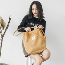 Korean version of ins canvas bag women shoulder simple art hundred tower students hipster corduroy hand shopping bag