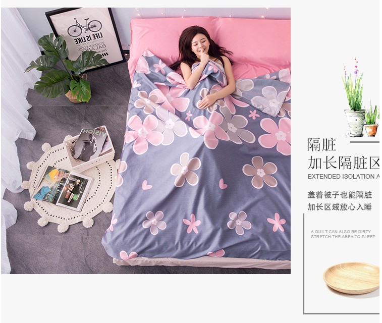 Du lịch kinh doanh khách sạn người lớn bẩn túi ngủ đôi di động khách sạn trong nhà bông chống bẩn bộ ga trải giường túi ngủ hình thú người lớn