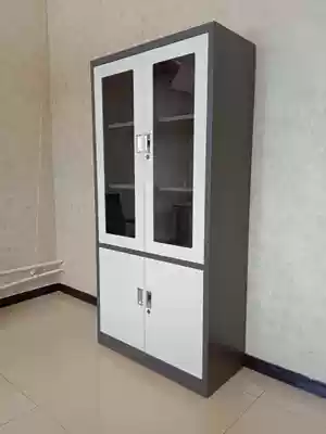 Glass door thickened iron file cabinet short cabinet file data financial voucher bookcase with lock room dressing storage cabinet