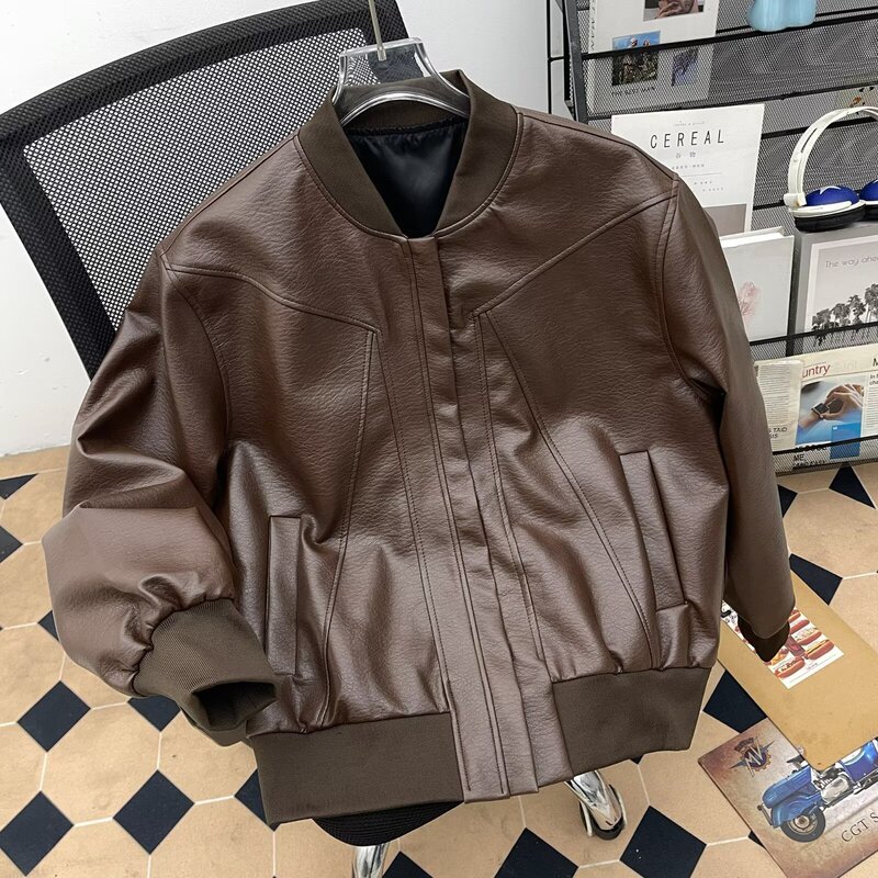 Official Genuine Mrakeai Kyyds Mk Autumn and Winter New Versatile Men's Leather Jacket Loose Fit Men's Heavy Coat