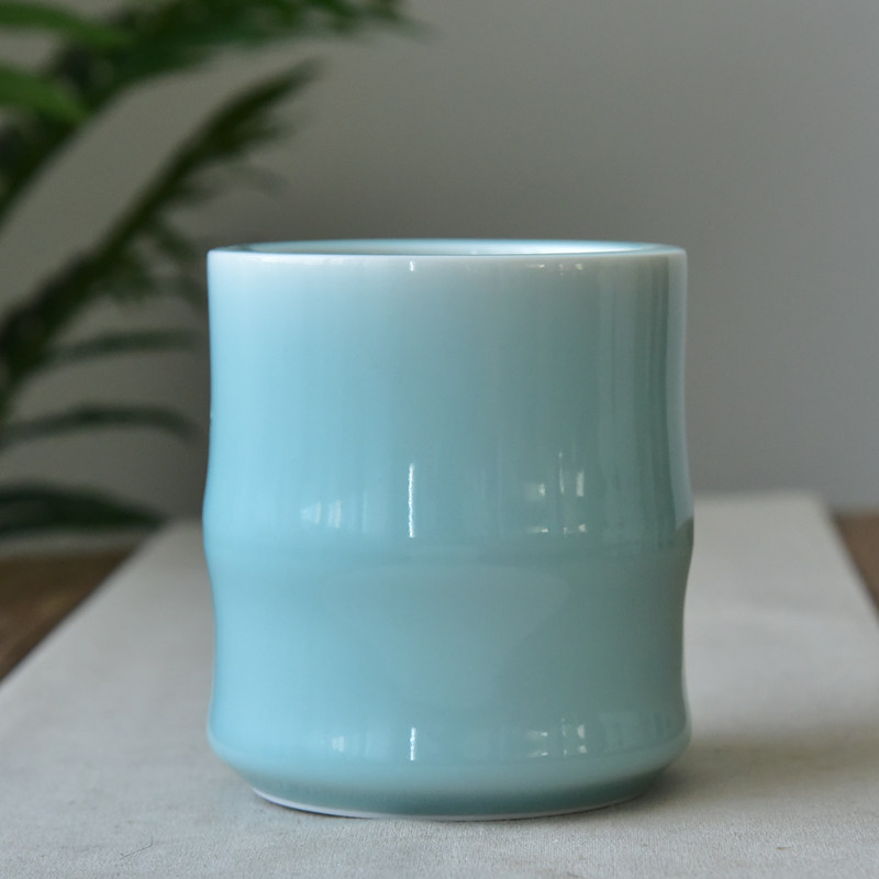 Dragon Quanqing Porcelain Handmade Bamboo Festival Pen Holder ceramic Room Calligraphy Supplies Large Number pen brush cylinder Creative stationery pencil cylinder