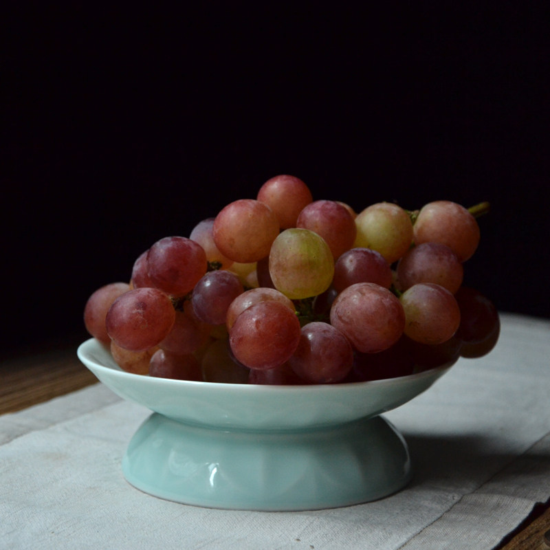 Ceramic High Fruit Cake Snack Dish Dragon Springs Green porcelain plate for dish cutlery retro Eurostyle fruit tray