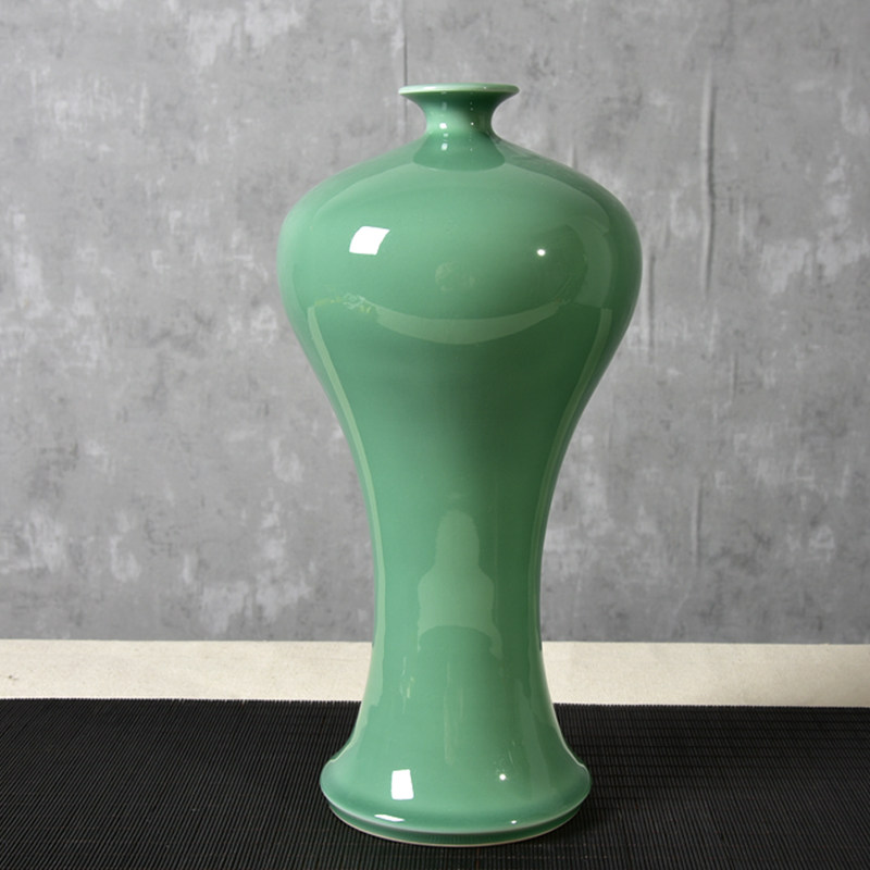 Longquan celadon plum vase jade pot spring ornaments new Chinese living room porch large vase ceramic handmade beauty drunk