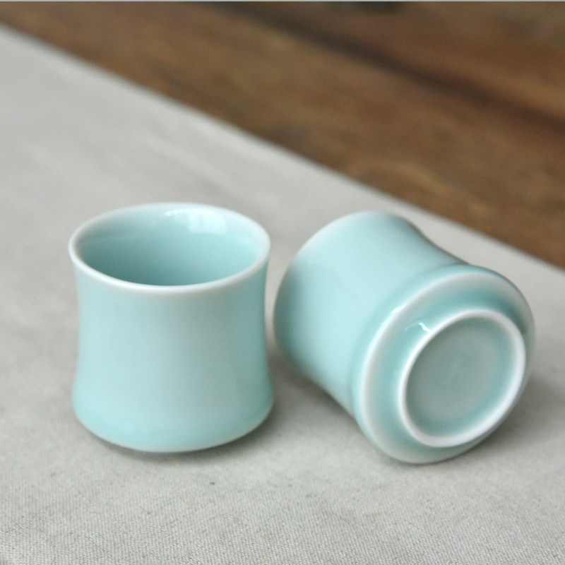 Longquan celadon waist cup kung fu tea set tea cup single cup creative ceramic purple sand cup plain wine cup 60ml