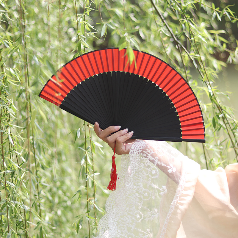 Folding Fan China Wind Female Style Folding Fan Dance Hanfu Qipao Walk Show Folding Fan Show Easy Opening And Closing Good Shake-Taobao