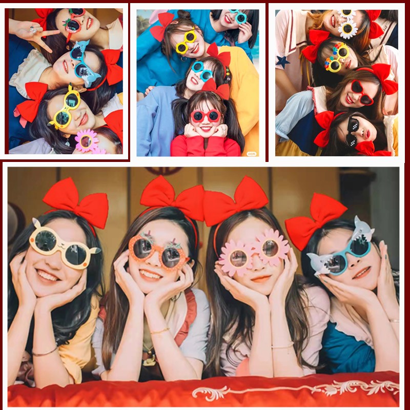 ins wind wedding wedding to get weird glasses to pick up a bridesmaid's best friend photo online red girl day party creative props