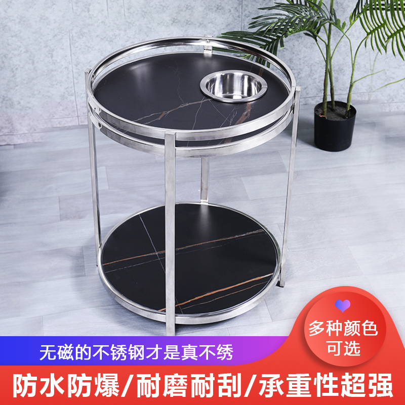 Mahjong machine tea table stainless steel tea rack tempered glass rock board tea table chess and card room ashtray with pulley