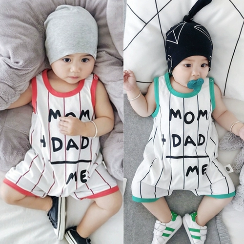 Детское хлопковое боди без рукавов для новорожденных, летняя одежда подходит для мужчин и женщин для девочек, 0-3-6-9-12 мес.