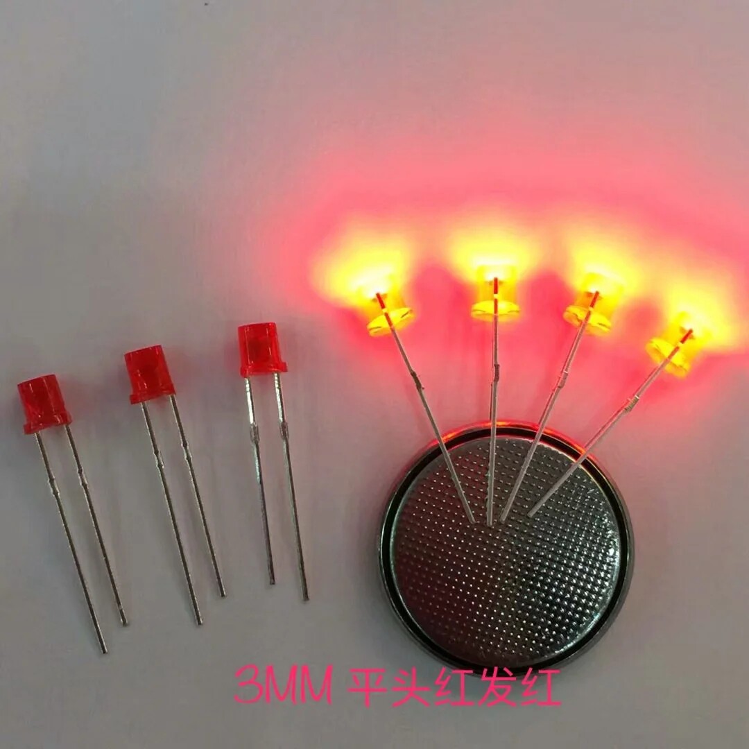 高亮3mm平头红发红有边散光f3红色指示灯直插式led 拍1件=1000PCS