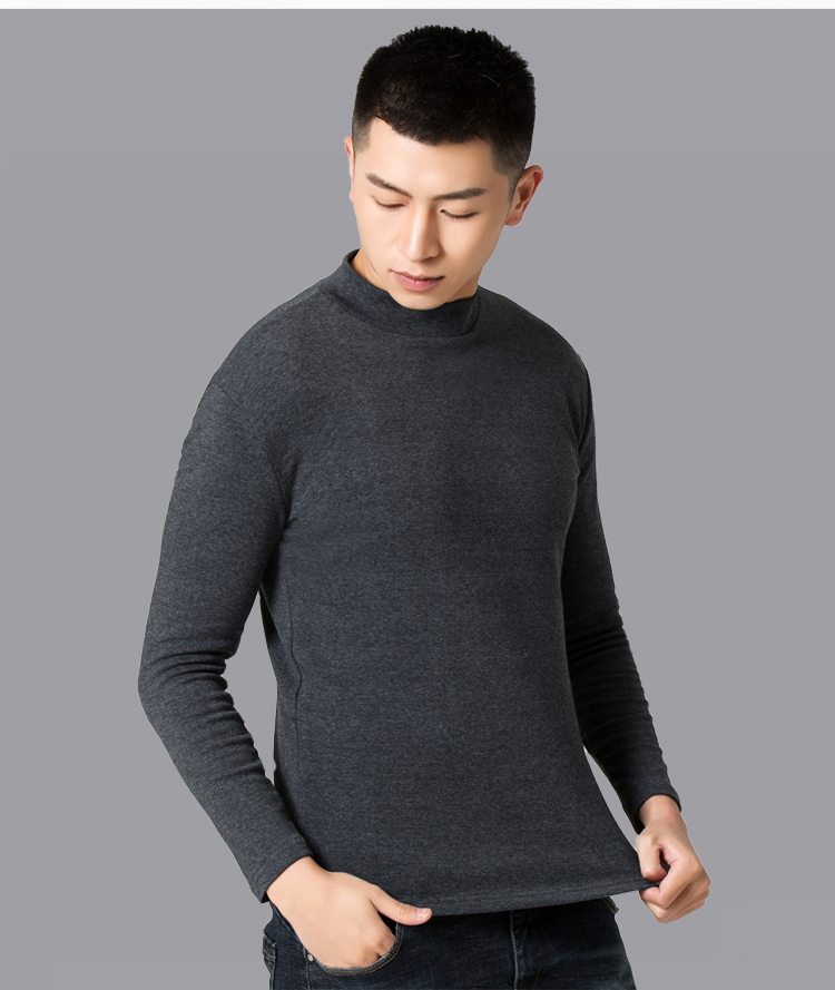 Mùa đông nam cổ cao nửa cổ cộng với kích thước cộng với áo nhung dày đáy quần Slim ấm cổ cao cotton áo thun dài tay đồ lót shop áo thun nam