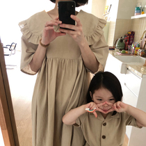 Not the same pro-dress Mother womens dress Charters New South Korean childrens clothing The Korean family Fried Street Easy to turn over the dress