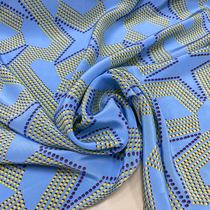 100% pure mulberry silk silk crepe sky blue geometric star pattern scarf shirt dress fabric