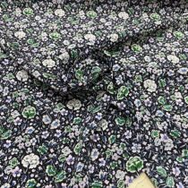 100% pure mulberry silk double crepe green powder small flower scarf shirt dress fabric