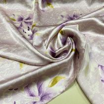 100% pure mulberry silk genuine silk-crepe satin bottom purple flower qipao with dress fabric