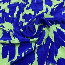 100% pure mulberry silk silk double crepe Bright Treasure blue green irregular graphic scarf shirt fabric
