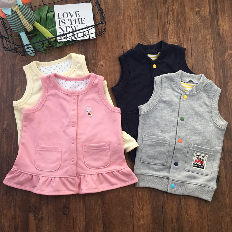 80-150 yards children's vest autumn and winter cotton thick terry waistband Men's and women's baby snap vest Japanese circle cotton