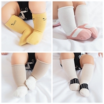 3 pairs of male and female baby cotton mid-tube socks roll socks do not leg newborn baby socks non-fluorescent agent