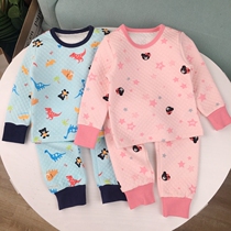 90-140-day series Childrens pyjamas thickened Home Suits Suit Pure Cotton Air Layer Men And Women Childrens Autumn Clothes Autumn Pants Winter