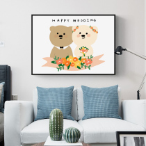 Cartoon Small Bear Digital Oil Painting Diy Hand-painted Stuffed Pig Dog Oil Color Painting Bedroom Cute Simple Painted Teenage Girl