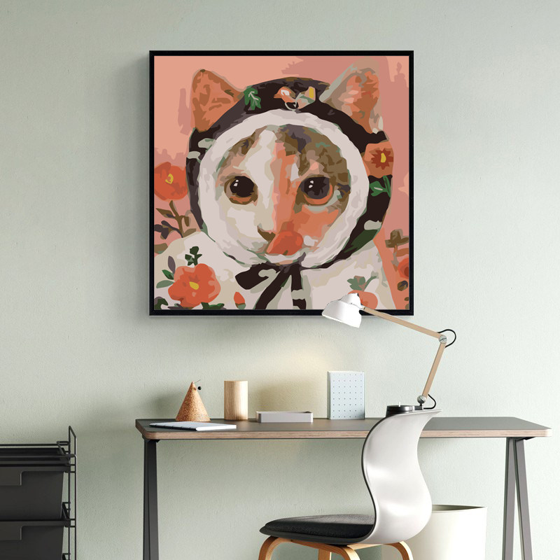 Painter Password Abstract Diy Digital Oil Painting Hand Painted Cartoon Animal Oil Color Painting Stuffed Cat decoration Painting