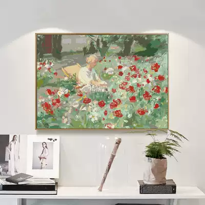Rose circle decorative painting DIY digital oil painting large-size flower Impressionist giant decompression hand-painted oil painting