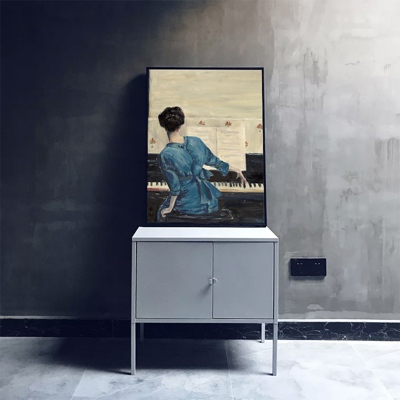 DIY digital oil painting small freshener decoration painting Music dining room Students Nordic hanging painting Little crowdpainting The young girl's hand