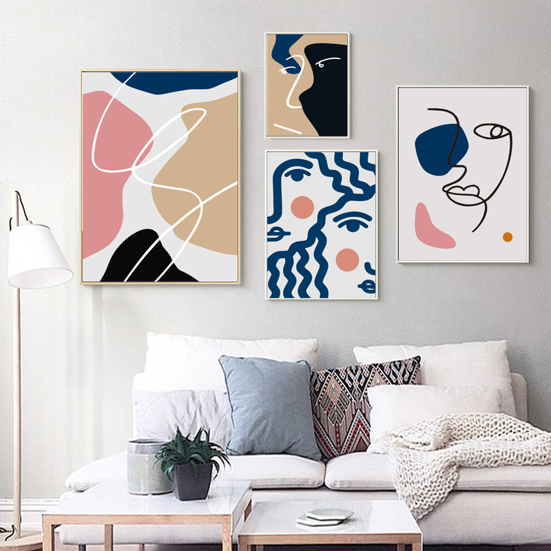 Abstract DIY digital oil painting Hand painted filling decorative painting Decompression Simple lines Oil painting Hanging painting Nordic ins