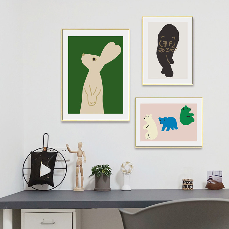 DIY digital oil painting Nordic children's house cute cartoon animals hand-painted decoration drawing drawing room stuffed with oil color hanging paintings