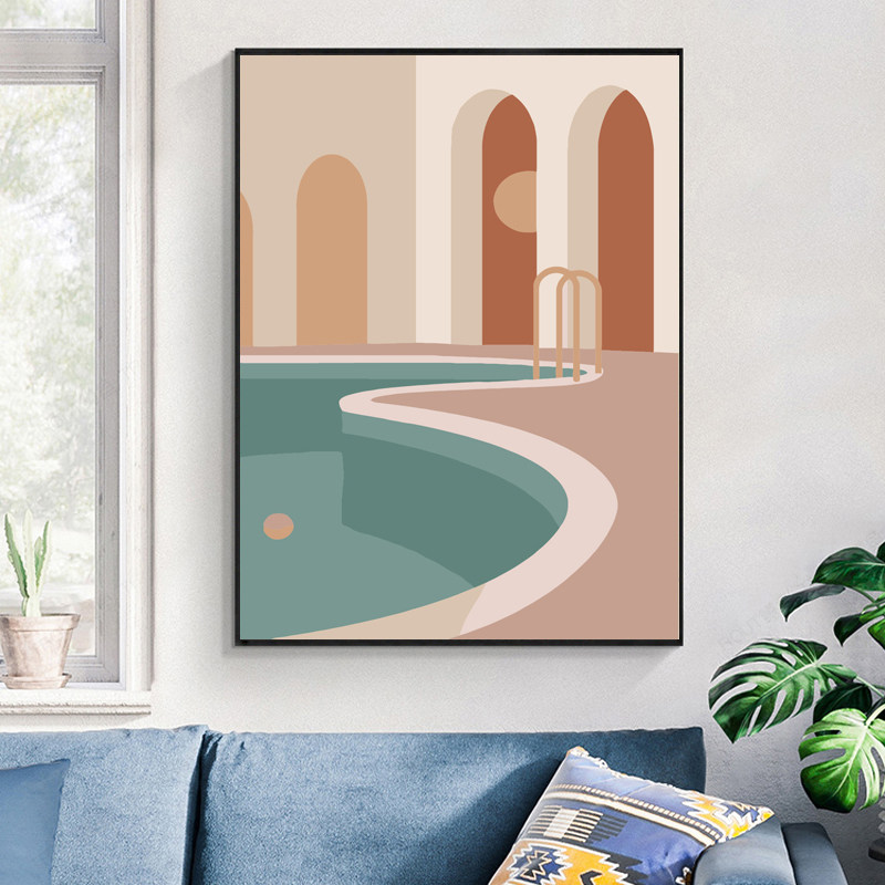 Morandi color matching DIY digital oil painting architectural hand-painted decorative painting filled oil painting Nordic hanging painting simple ins