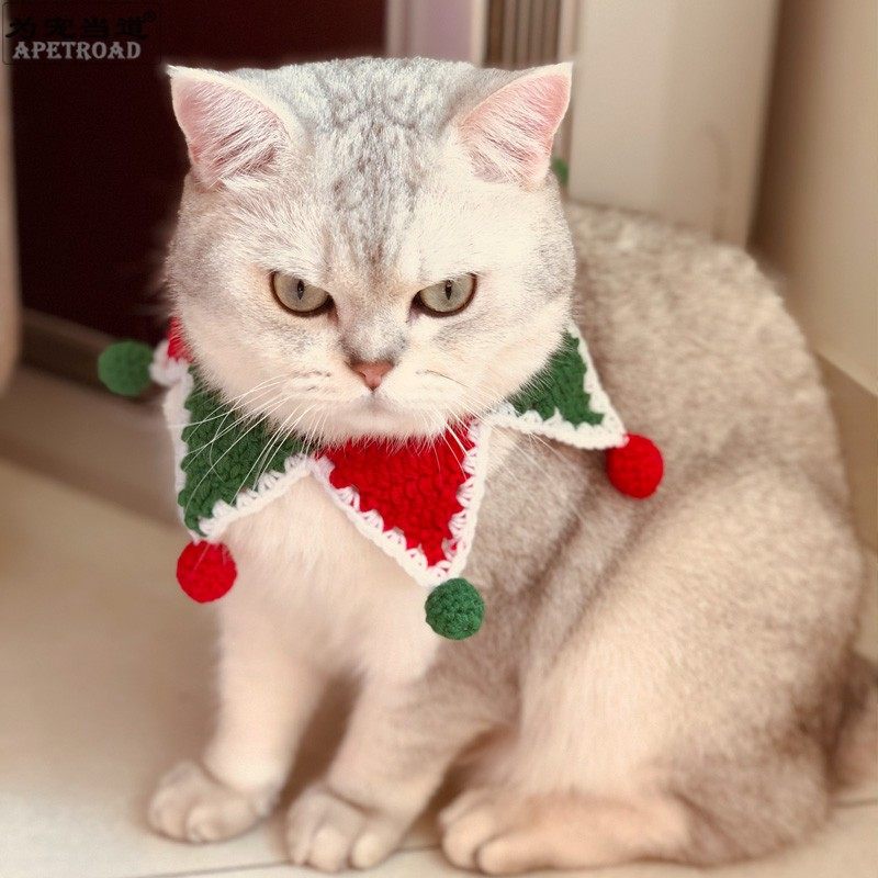 Christmas Pet Fake Collar Kitty Cat Collar Cat Neckline Christmas Clown Pet Ornament Handwoven As A Pamby