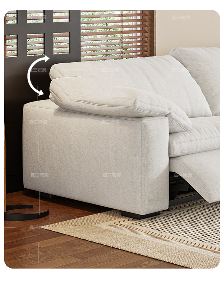 Функциональные диван 奶油风电动功能云沙发零靠墙棉麻布艺沙发客厅小户型简约羽绒沙发