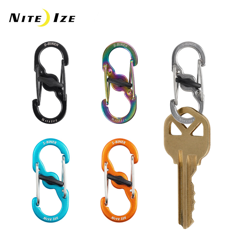 NiteIze lockable s-type small carabiner Mini 8 word buckle Anti-loss keychain Backpack zipper door chain buckle